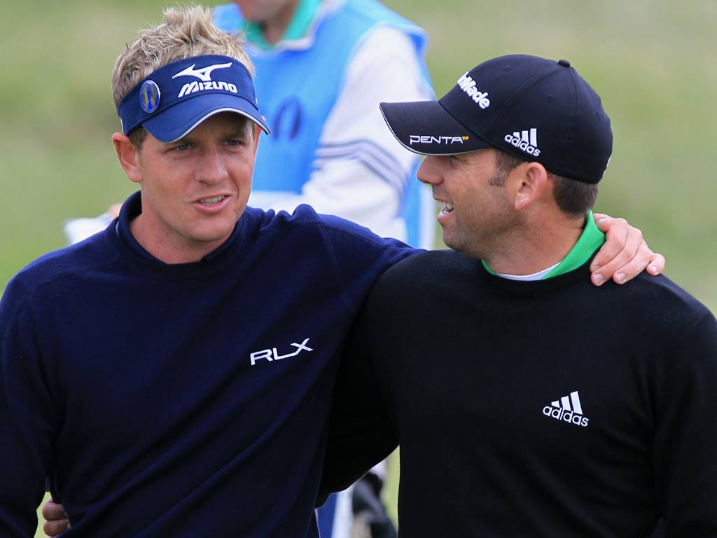 Luke Donald and Sergio Garcia pictured at the 2010 Ryder Cup