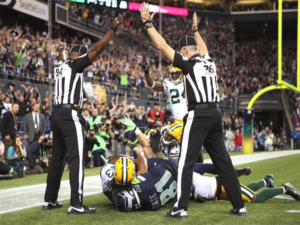 Referees disagree and Seattle are wrongly awarded a touchdown