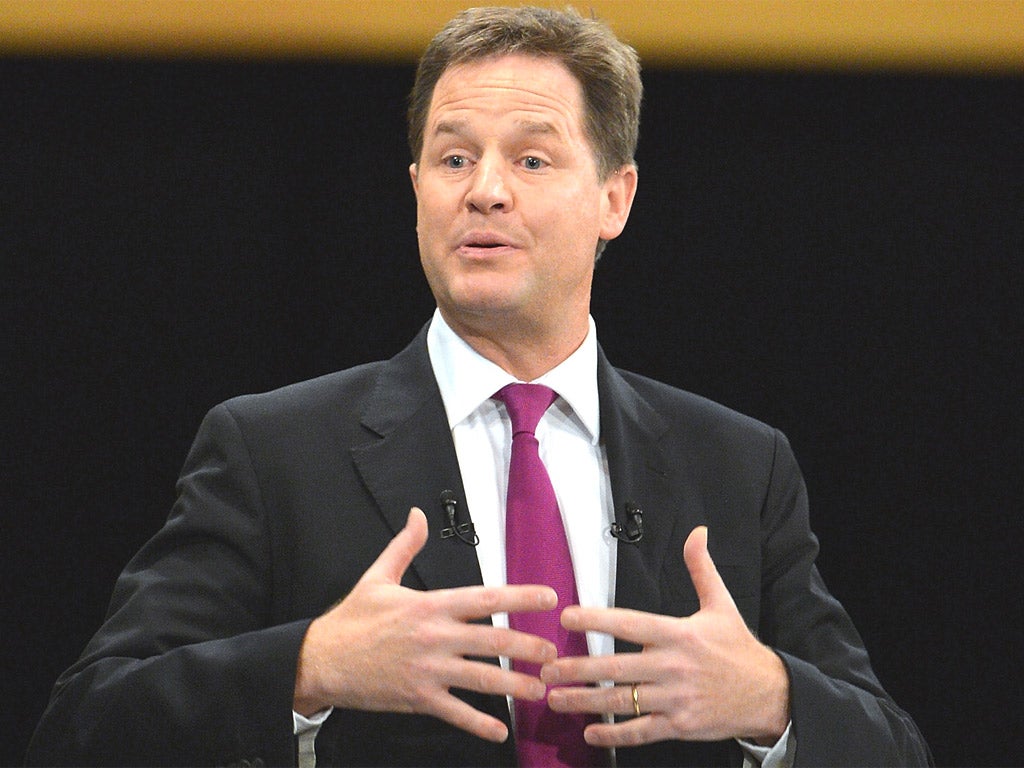 Nick Clegg put clear dividing lines between the Lib Dems and the Conservatives on tax and the environment