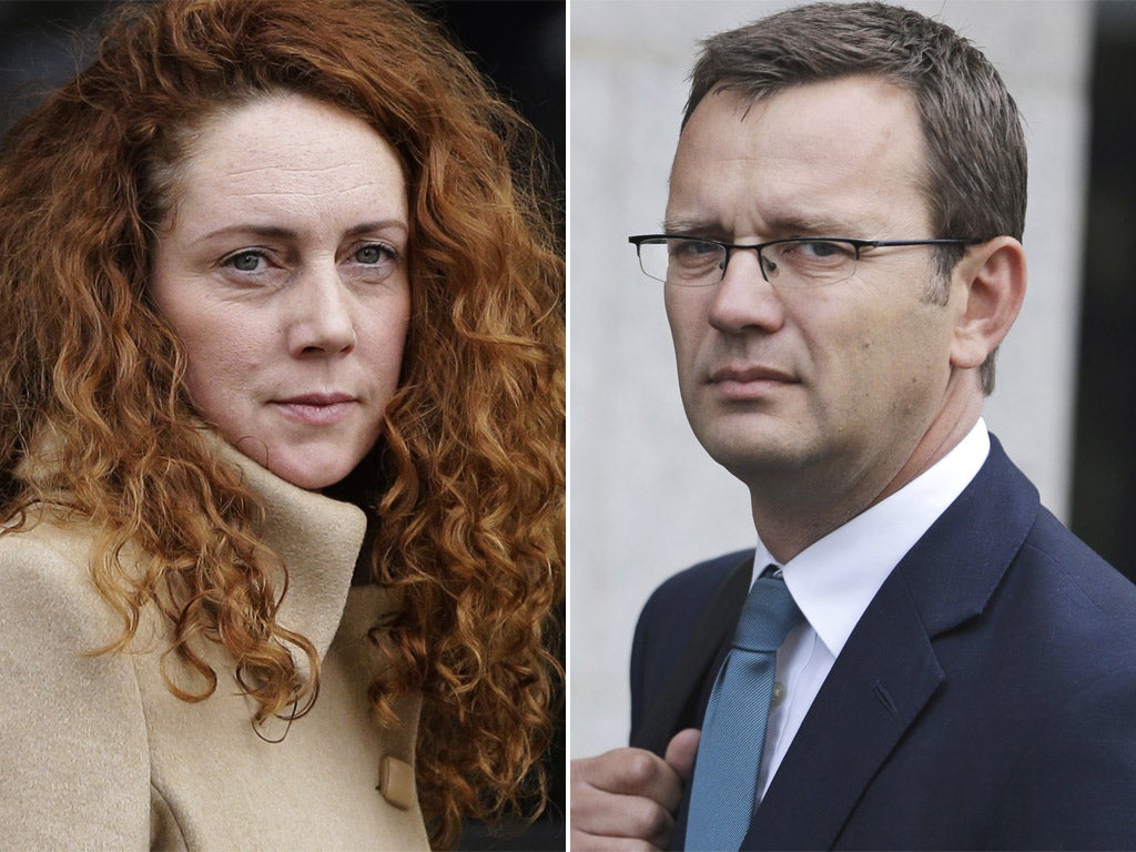 Rebekah Brooks and Andy Coulson outside the Old Bailey yesterday