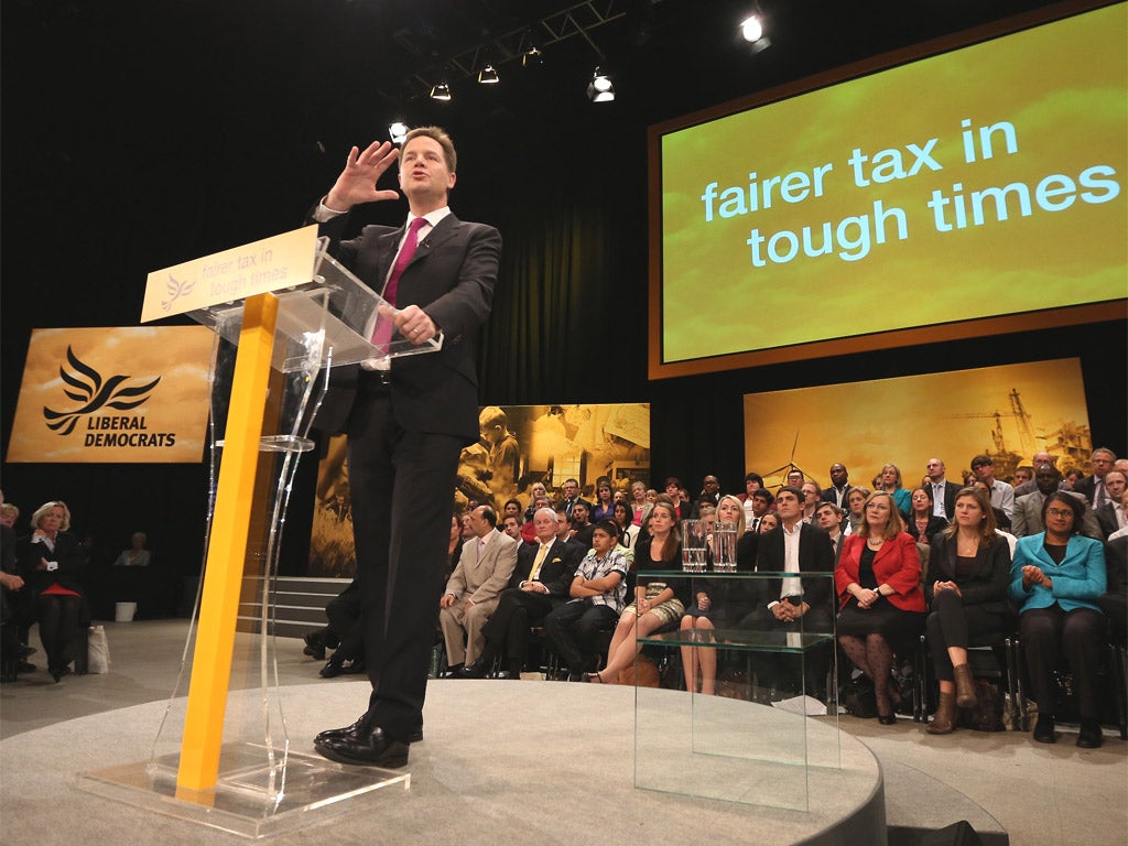 Nick Clegg delivers his keynote speech yesterday