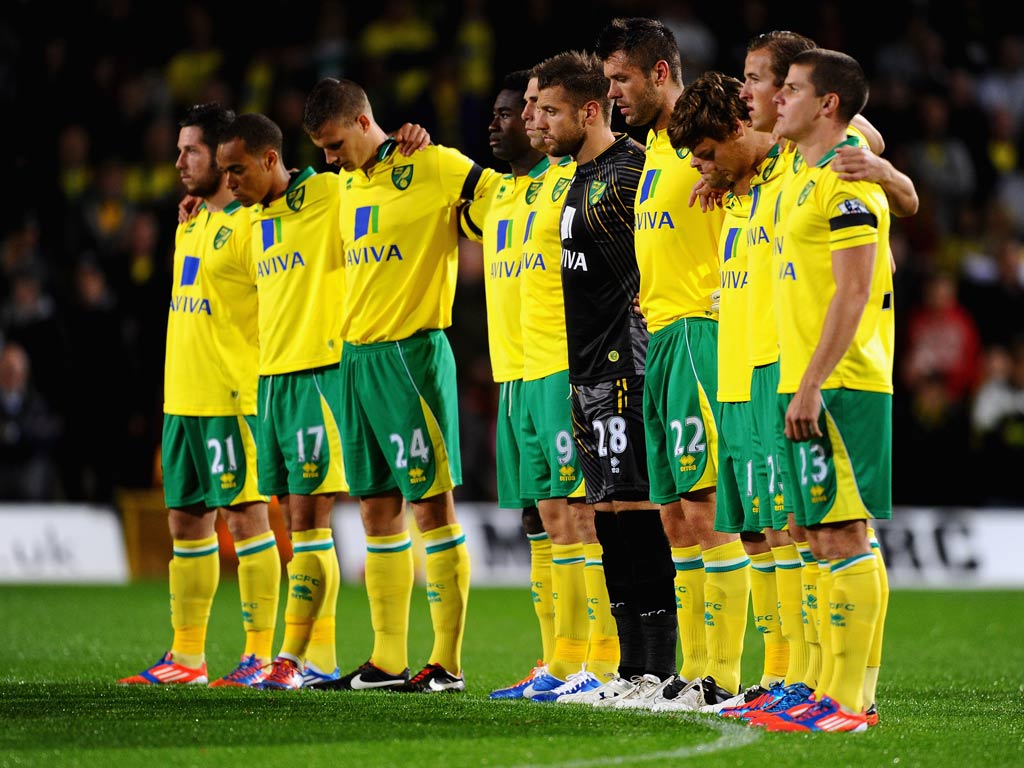 Norwich pictured ahead of a Capital One Cup tie