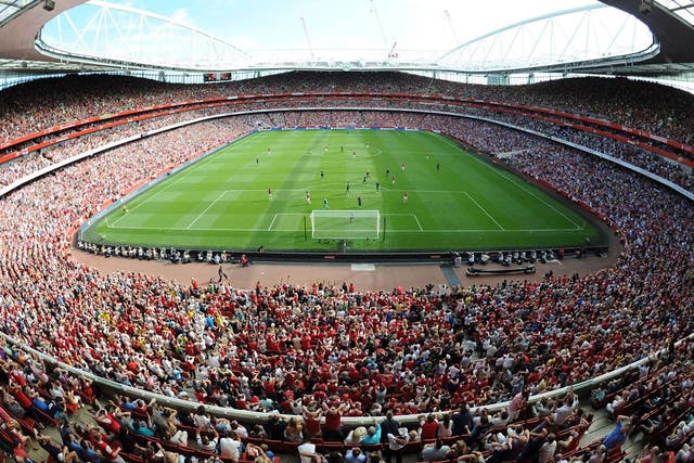 A view of Arsenal's Emirates Stadium where Man City fans protested after being charged £62 for tickets