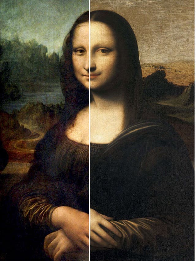 <b>Mona Lisa (left)</b>
<br />Leonardo’s preferred medium was wood, not canvas which the Isleworth version is painted on. Art historian Martin Kemp said: 'The head, like all other copies, does not capture the profound elusiveness of the original'<br/>
<p>