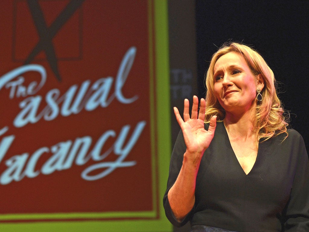 JK Rowling answers questions from fans at the Southbank Centre in London last night