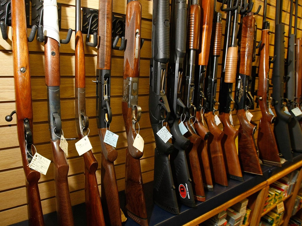 Guns for sale are displayed at The Gun Store November 14, 2008 in Las Vegas, Nevada.