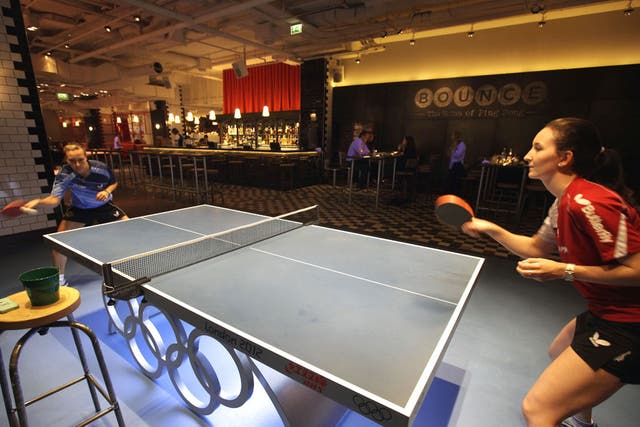 London table tennis club Bounce is among the more stylish venues for playing the game, which is enjoyed by fans including Elle Macpherson