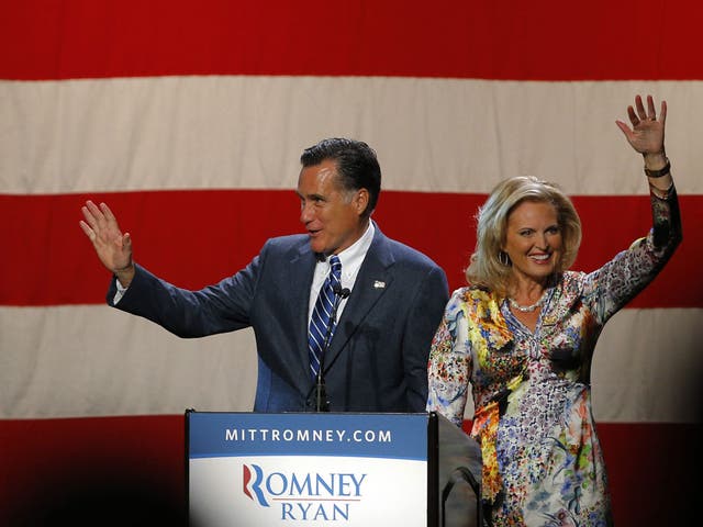 Mitt Romney and his wife in California; the Republican candidate is preparing for a presidential debate this week