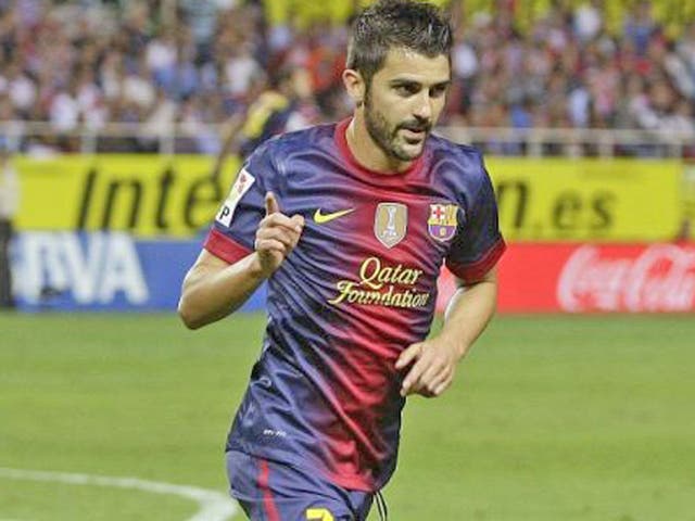 Substitute David Villa, back after a broken leg, struck Barça’s winner