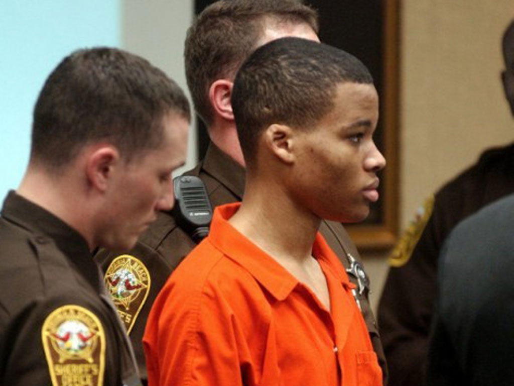 Lee Boyd Malvo in court after his arrest for the sniper spree