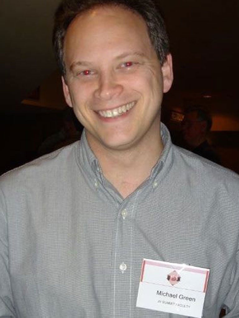 The Conservative Party chairman Grant Shapps pictured posing as
his alter-ego, Michael Green