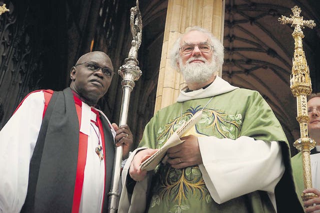 The Archbishop of York, John Sentamu, left, and Rowan Williams