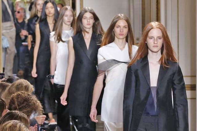 Models present creations by Celine during the Spring/Summer 2013 ready-to-wear collection show