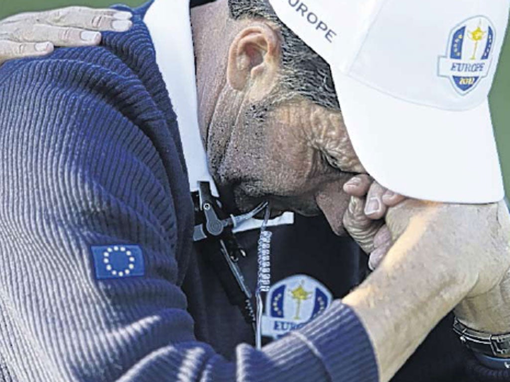 The tension is too much for European captain Jose Maria Olazabal