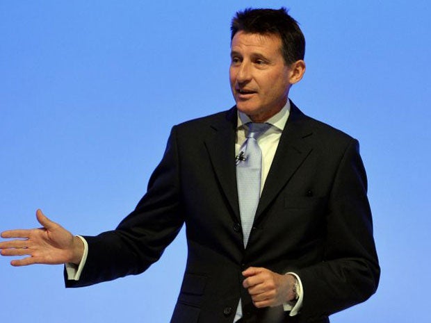 Sebastian Coe was given a warm reception by the Labour crowd as athletes, torch bearers and volunteer Games Makers took centre stage
