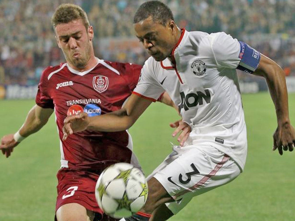 Evra struggled once again in Tuesday’s match away to Cluj