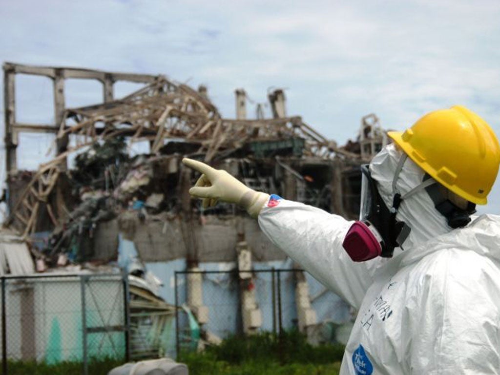 Inspecting the Fukushima Dai-ichi nuclear plant in Okuma, Fukushima, Japan