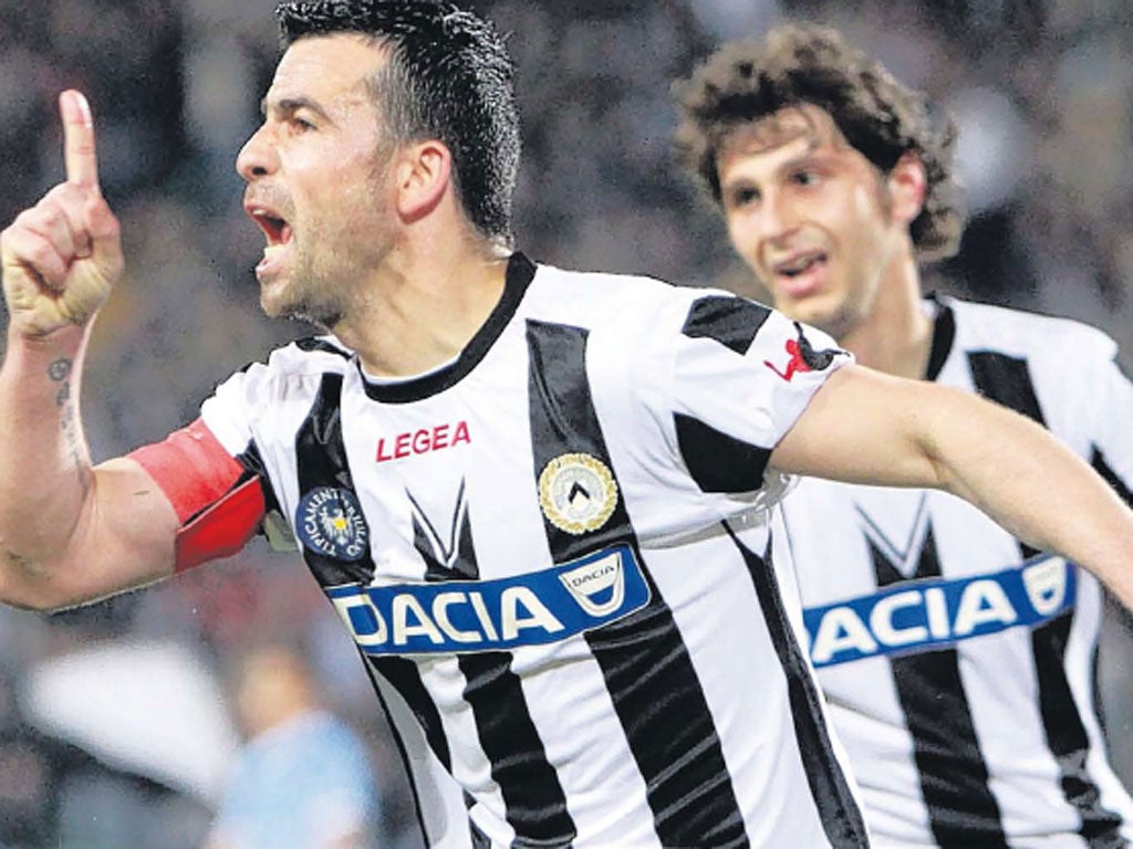 Antonio Di Natale is relishing the chance to face Liverpool at Anfield