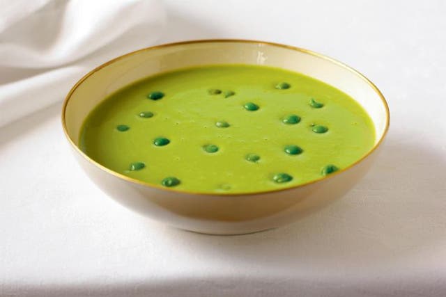 A sublime pea soup that has the virtue of being cheap yet chic. Serve with a spoonful of crème fraîche and chopped
mint on top