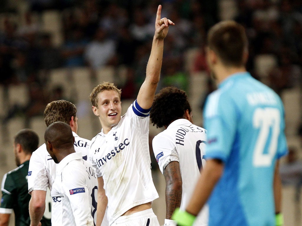 Dawson celebrates after scoring against Panathinaikos Athens