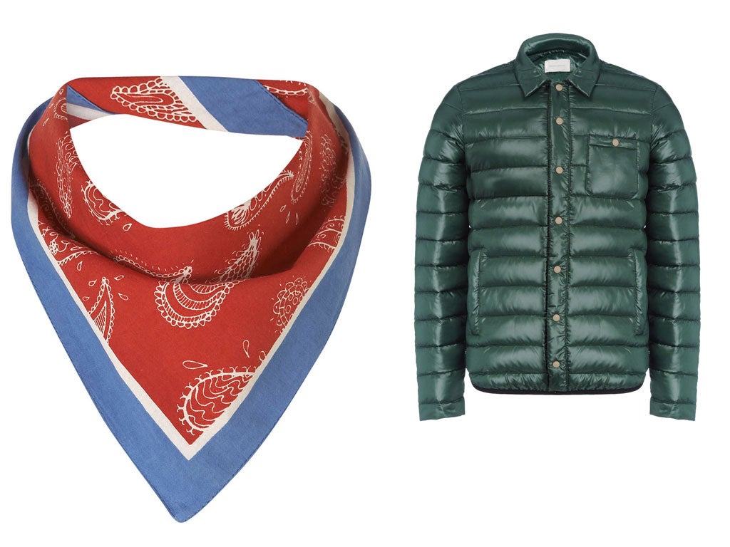Left: the Paisley tear-drop motif continues to adorn menswear
Right:  French label Moncler is still the go-to brand for puffers