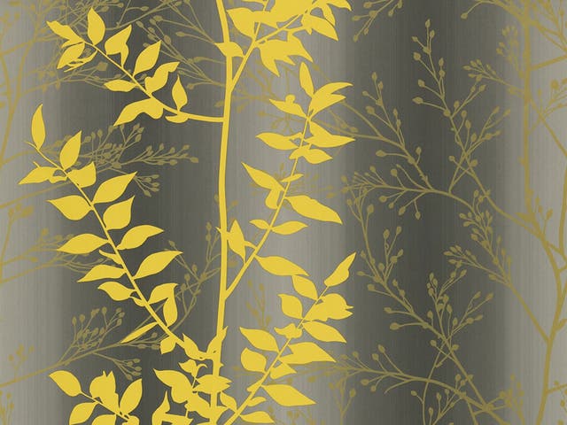 Glamour sheen: With shades of gold, slate and tumeric and a simple pattern, this Persephone wallpaper by Clarissa Hulse adds a touch of glamour without dominating a space, £48, clarissahulse.com