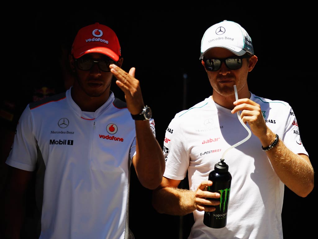 Nico Rosberg together with Lewis Hamilton