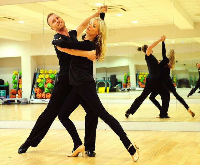 Denise Van Outen and James Jordan rehearse for the BBC programme Strictly Come Dancing at a LA Fitness studio in London.