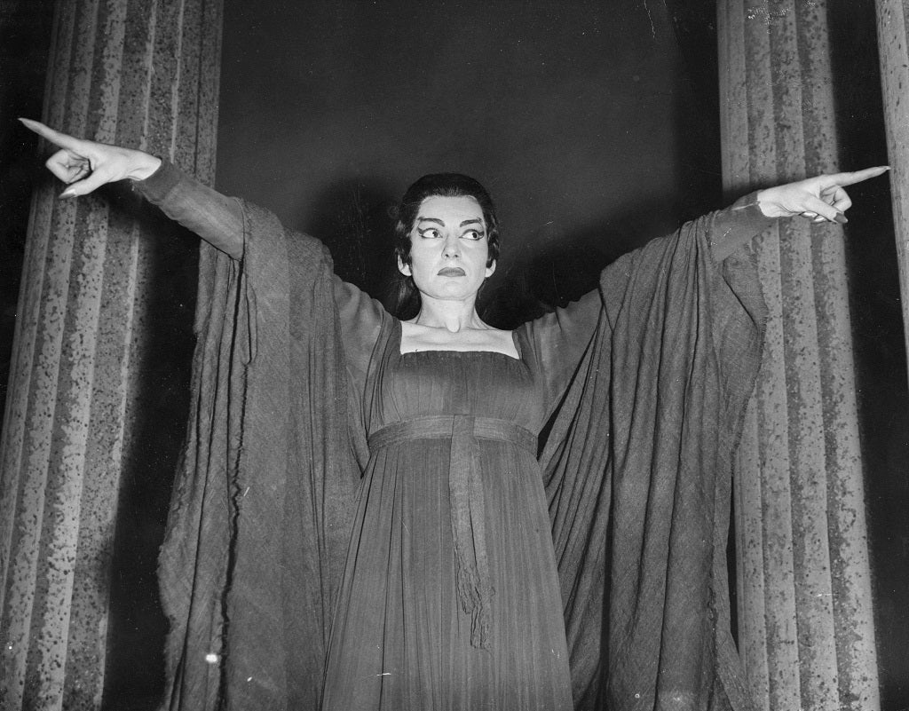 Greco-American operatic soprano star Maria Callas (1923 - 1977), rehearsing for her title role in 'Medea' at Covent Garden, London.