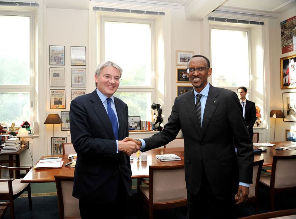 Andrew Mitchell with Paul Kagame in Rwanda. Kagame’s regime is accused of funding a brutal rebellion in Congo, right