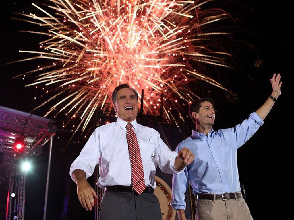 Mitt Romney, left, and his running mate Paul Ryan