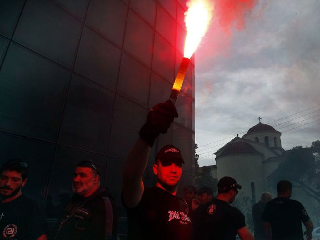 Members of Golden Dawn during Greece’s April elections