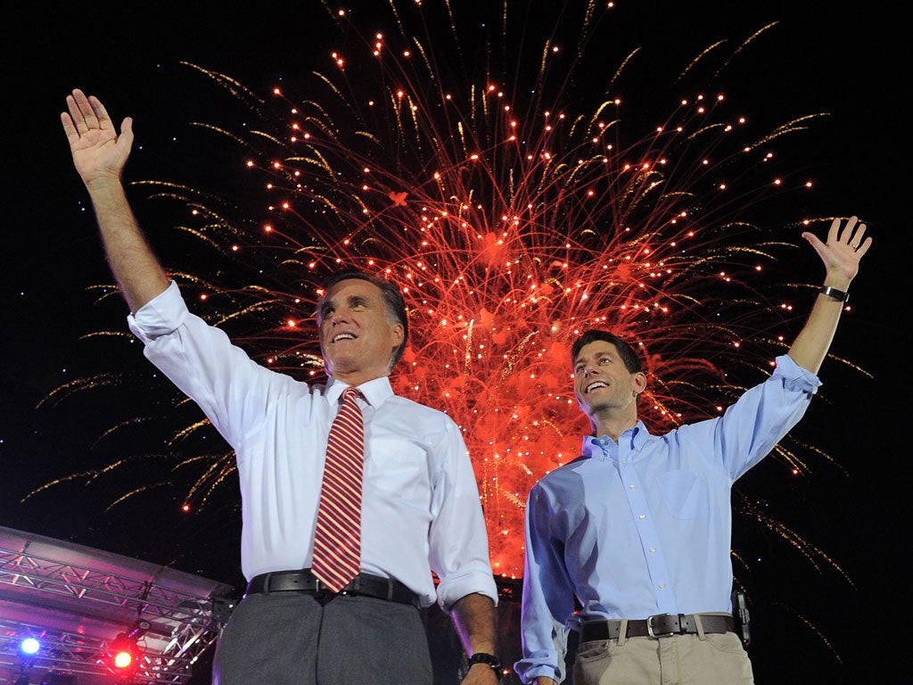 Time to shine: Paul Ryan, right, with Mitt Romney on the campaign trail in Virginia last week