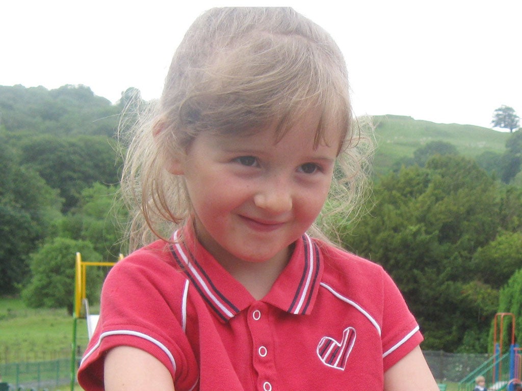 Murder investigation: April Jones playing near her home in Machynlleth