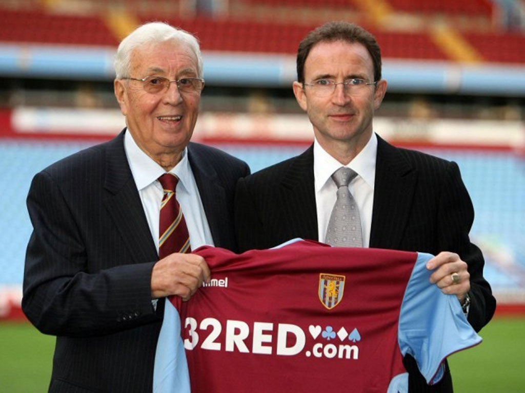 Doug Ellis, left, former chairman of Aston Villa, with former manager
Martin O’Neill