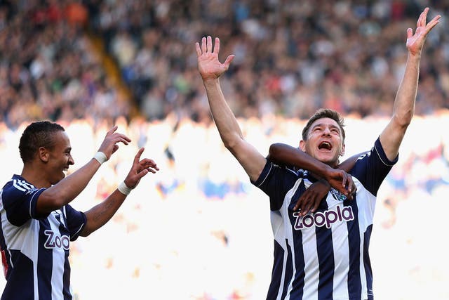 <b>West Brom 3-2 QPR</b>
Zoltan Gera of West Bromwich Albion celebrates scoring his side’s second goal.