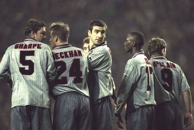 1995: Despite being a particular memorable picture, this also shows United's infamous grey kit. When trailing 3-0 at half-time against Southampton in April 1996, United claimed they couldn't see each other and would return for the second half wearing their third-kit. It helped a little, but they still lost 3-1. In total United won one, drew one and lost four before Sir Alex refused to wear it again