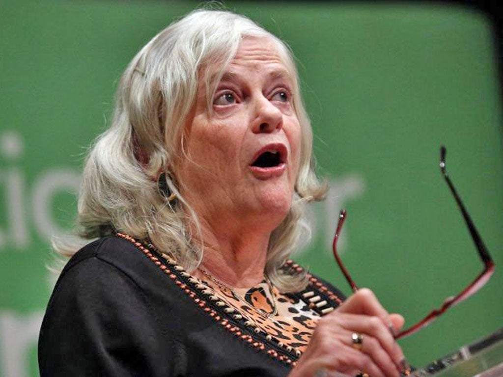 Ann Widdecombe applauds during the anti-gay marriage rally at the Tory conference