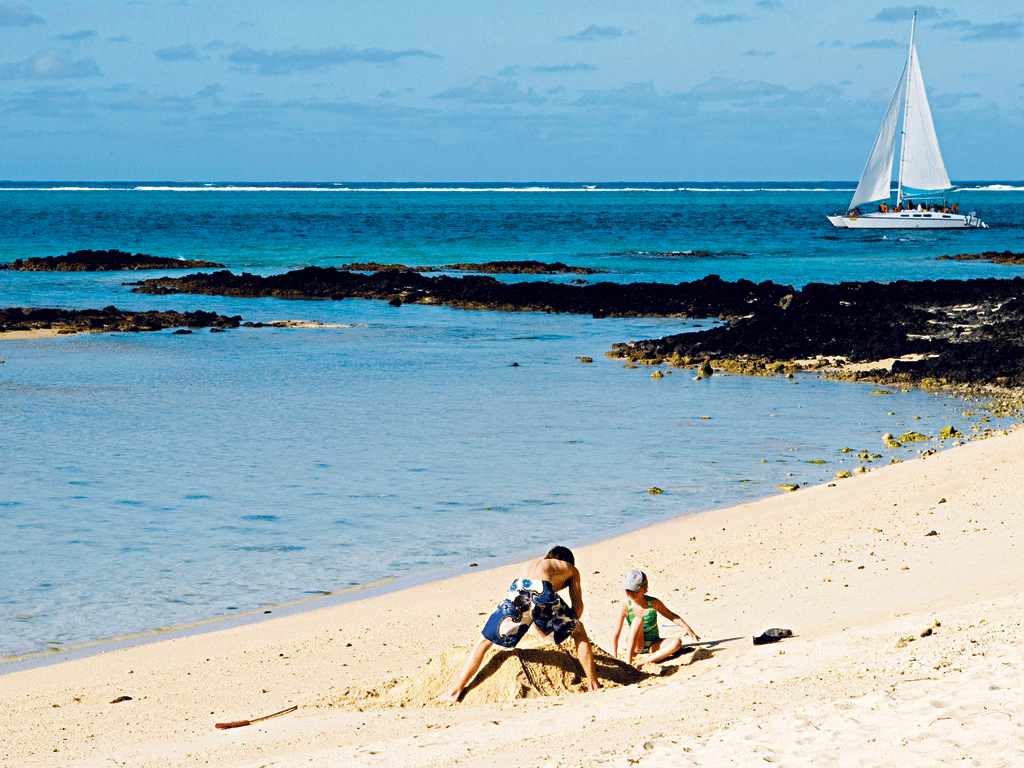 Playtime: sandcastles in Mauritius