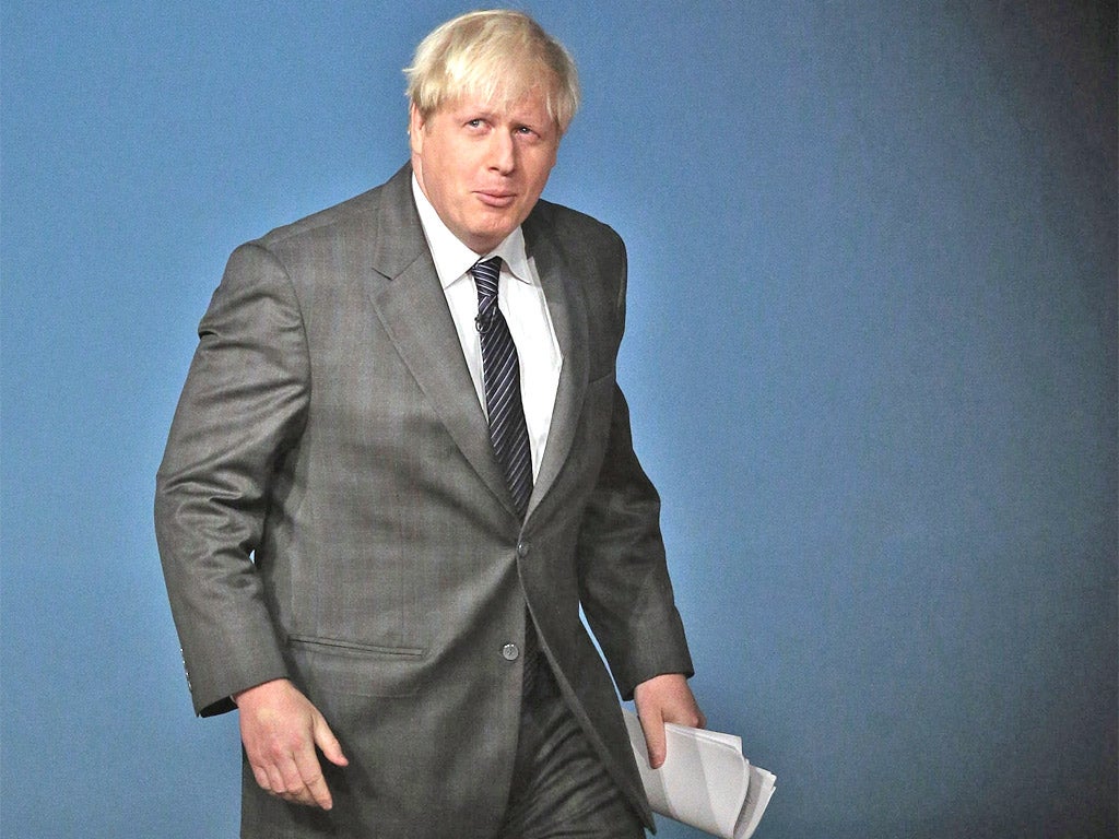 Boris Johnson arrives to speak at the Conservative party conference in Birmingham yesterday