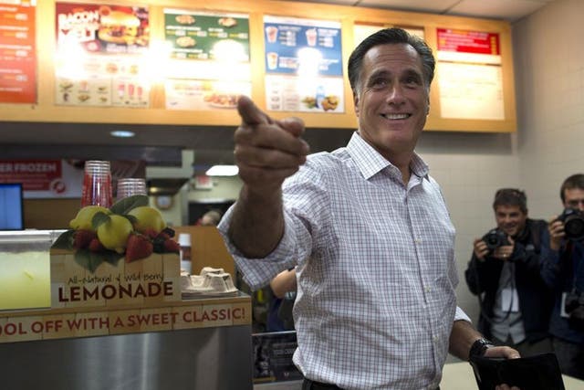 Mitt Romney campaigning at a Wendy's in Ohio