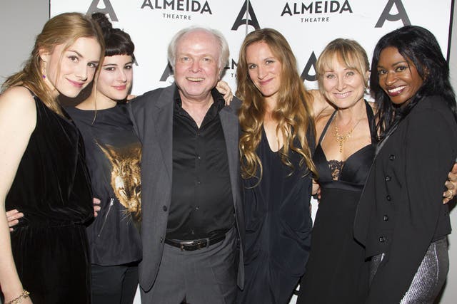 Michael Attenborough (centre) with female cast members from his production of King Lear at the Almeida