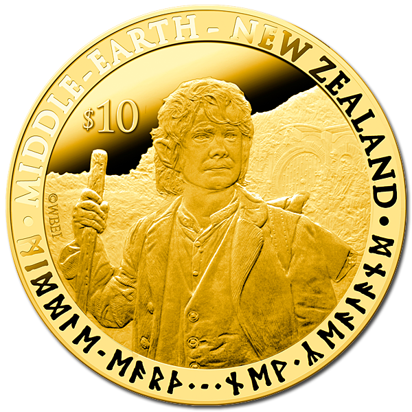 $3,690.00 coin showing Bilbo Baggins, an unassuming Hobbit who is unexpectedly swept away from his home in the Shire to embark upon an epic quest.