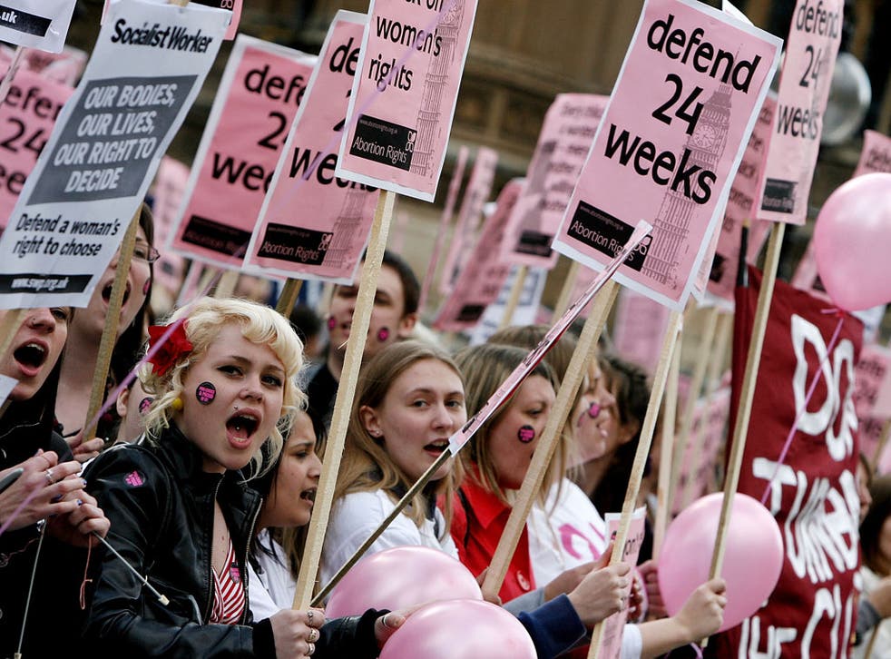 Abortion Rights group promote a Pro-choice campaign, maintaing the 24 week limit while Pro-Life supporters campaign for a shorter time limit for abortions, outside the House of Commons on May 20, 2008 in London, England