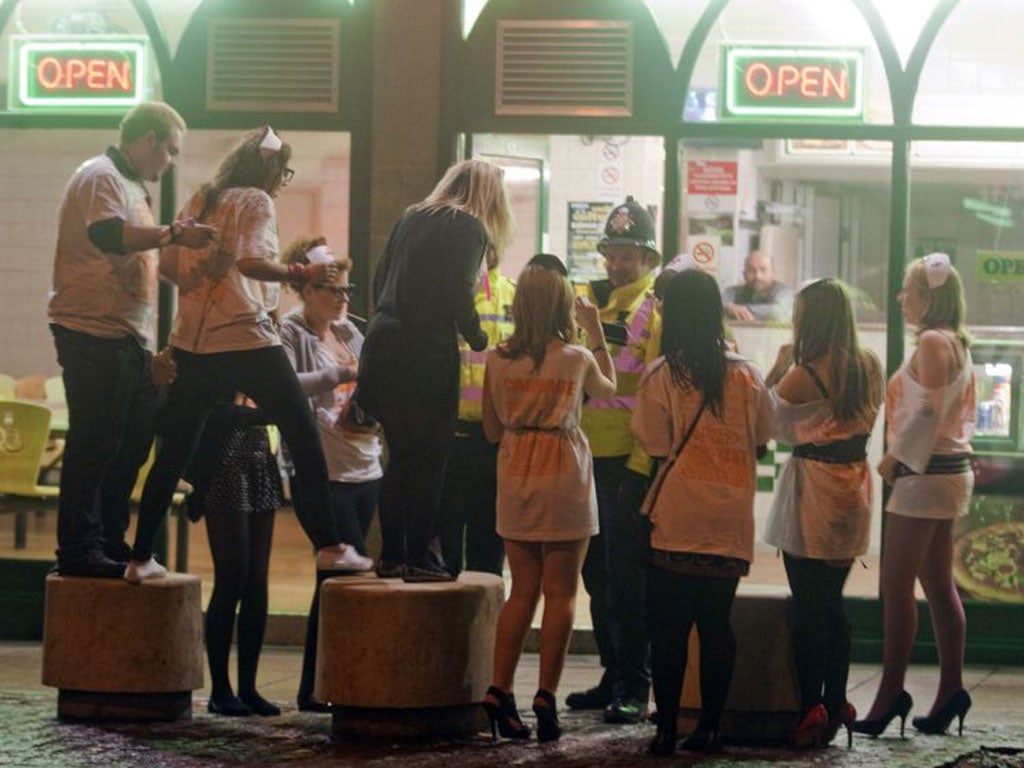 A group of female students out on the town for freshers’ week