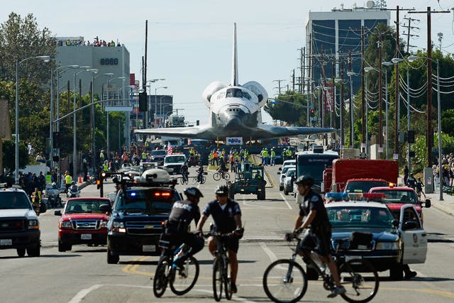 The space shuttle Endeavour was transported to the California Science Center