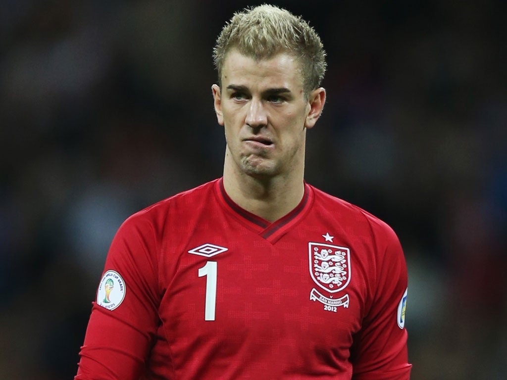 Keeping quiet: Joe Hart has targeted another clean sheet against Poland