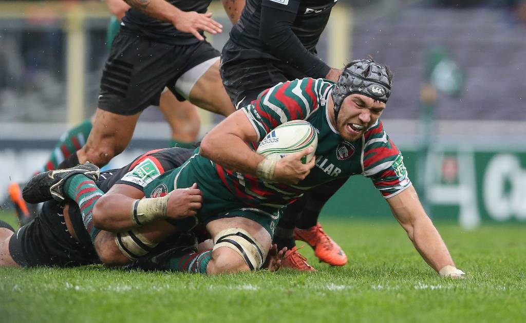 Graham Kitchener of Leicester is tackled during the Heineken Cup match between Toulouse and Leicester Tigers