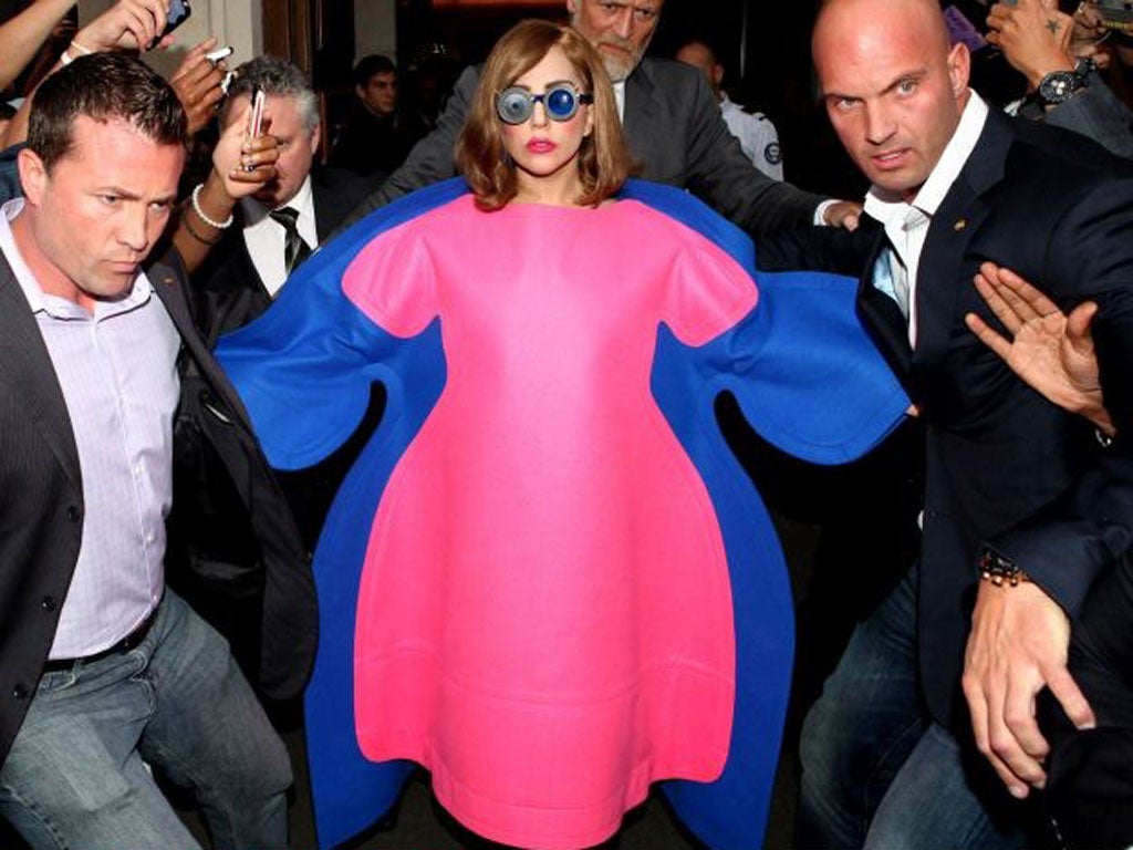 Lady Gaga in the flat not fat (as the Mail Online suggested) look