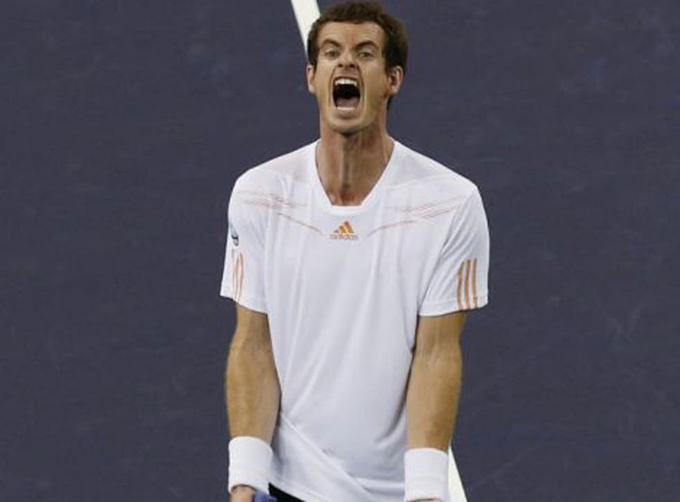  Andy Murray reacts after losing a point in yesterday’s final 